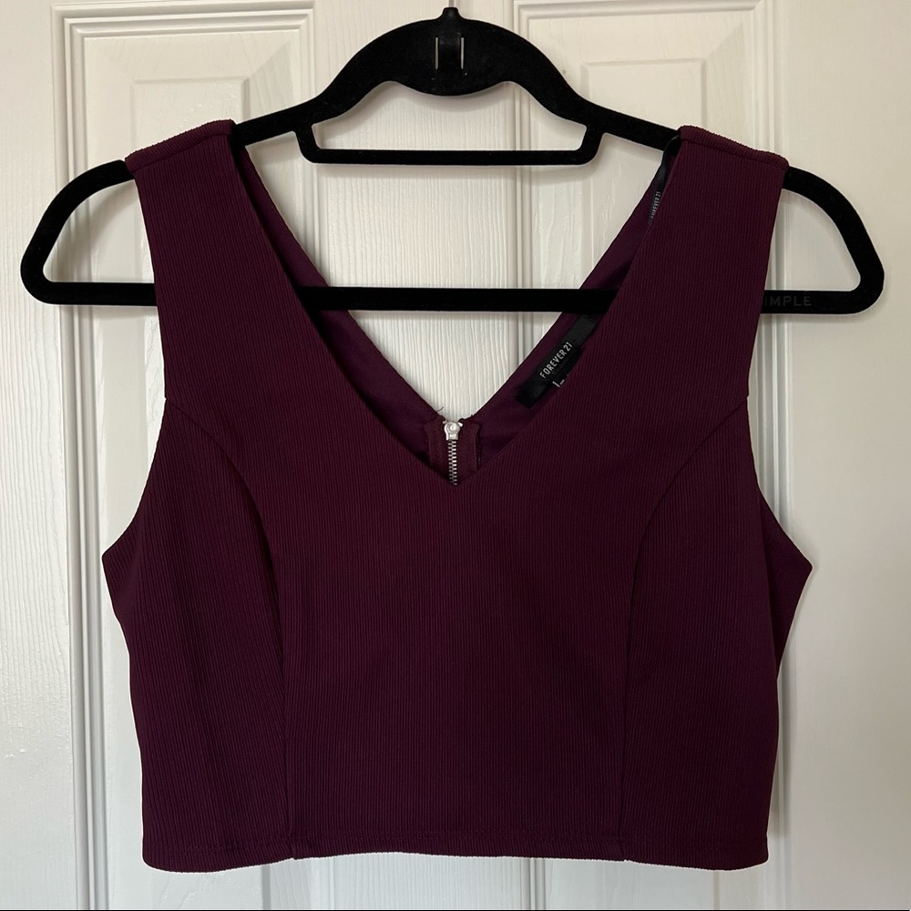Forever 21 Plum Purple Zipper Crop Tank Top